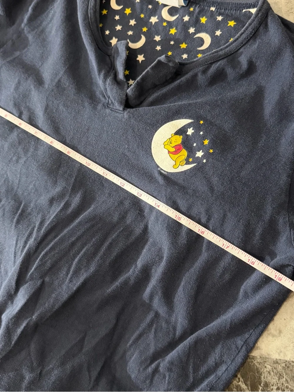 Vintage Disney Winnie The Pooh Size L/XL Sleep Nightgown Stars & Moon Y2K Cozy - Picture 9 of 9